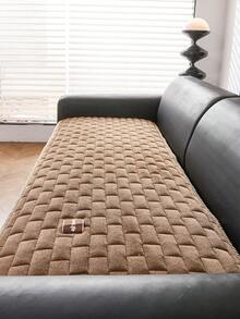 1pc Modern Minimalist Plush Sofa Cover, Fashionable Geometric Pattern Design Sofa Slipcover, Anti-Slip, Anti-Scratch, Dust-Proof, Dirt-Resistant, Pet-Friendly Sofa Pad, Suitable For 1, 2, 3, 4 Seater And L-Shaped Sofa, Applicable For All Seasons, Machine/Hand/Dry Washable, Holiday Decor - Brown - View 6