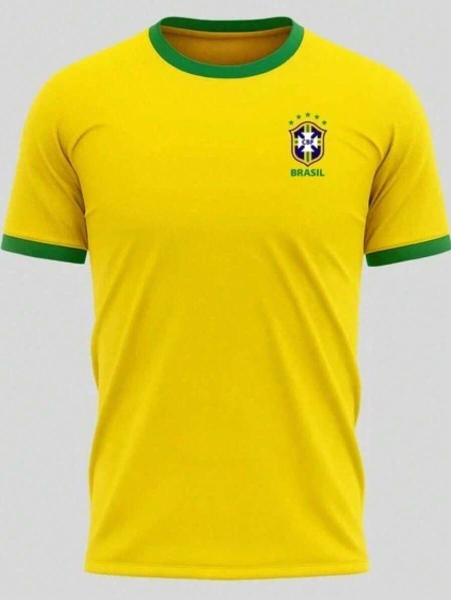 Men's T-Shirt Sol Do Brasil - Unisex World Cup Shirt 100% Cotton Plus Size - Màu vàng - Xem 1