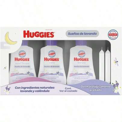 Sueños de Lavanda, Kit de Viaje para Bebé con 2 Jabones en Barra de 25 gr, 1 Shampoo de 100 ml, 1 Crema de 100 ml y 1 botella 2 en 1 Shampoo con jabón líquido de 100 ml