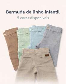 Boys' Linen Bermuda Shorts, Teen Style, Summer Style - 嬰兒綠 - 查看 3