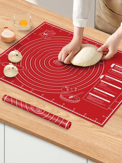 1/2pcs Reusable Baking Mat With Measurement Markings - Easy Clean Dough, Pizza, Cake And Cookie Kneading Mat - Perfect Kitchen Tool & Holiday Essential For Christmas, Halloween Baking