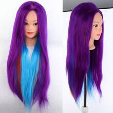 High Temperature Silk & Acrylic Mixed Hairstyle Practice Mannequin Head, Can Be Curled & Trimmed, Wig Training Head - View 7