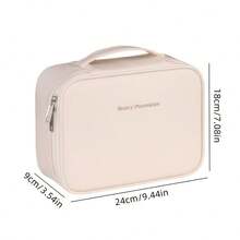 大容量多层化妆品收纳包 - 可拆卸仿皮设计，带刷槽 | 便携式旅行化妆包 - 彩色 - 查看 10