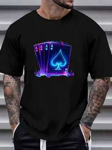 Envío nacional | camiseta de manga corta con estampado casual de algodón puro para hombres en primavera y verano - Negro - Ver 3
