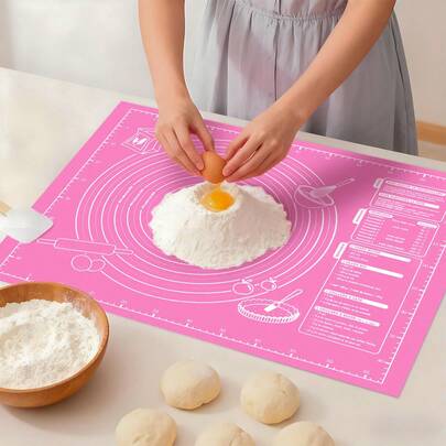 1/2 Pcs Durable Non-Stick Baking Mat With Measurement Markings - Multipurpose Dough Kneading Pad For Rolling Dough, Baking Cookies, Pastries - Material, Kitchen Accessory, Ideal Holiday Baking Tool, Reusable Baking Paper, Pie Crust Rolling Mat, Cookies Making, Home Bakers, Cooking Enthusiasts