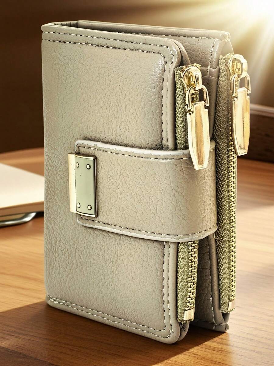 MINGYOU Dompet Wanita Pendek Kulit PU Lembut Kapasitas Besar, Dompet Multi-Fungsional Berlapis, Tas Clutch dengan Gesper Indah dan Banyak Slot Kartu, Dompet Koin dan Kartu dengan Resleting, Clutch Lembut, Ringan, dan Praktis untuk Pesta, Kencan, dan Hadiah Liburan - Hijau - View 1