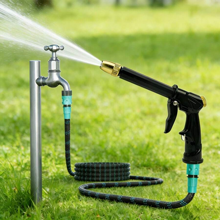 1套高压喷枪清洁水枪浇水花园软管喷嘴汽车清洁工具套装自动清洁枪浇水装置，园艺和草坪用品 - 1 個噴嘴 - 查看 1