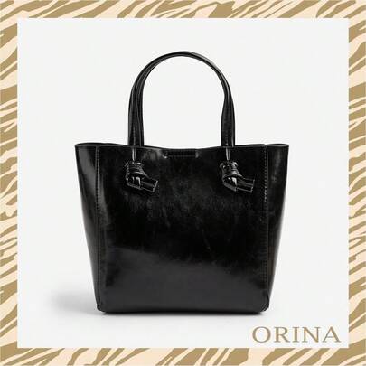 新款前卫时尚金属皮革磁扣轻便通勤手提包，朋克Y2K斜挎包，适合造型和日常出行