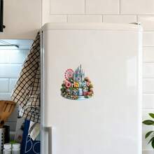 A Slice Of Theme Park Magic: Orlando Magnet With Raised Relief Castles & Rides, Joyful Details Capturing The Spirit Of Fun – Fridge-Ready Adventure - A - View 4