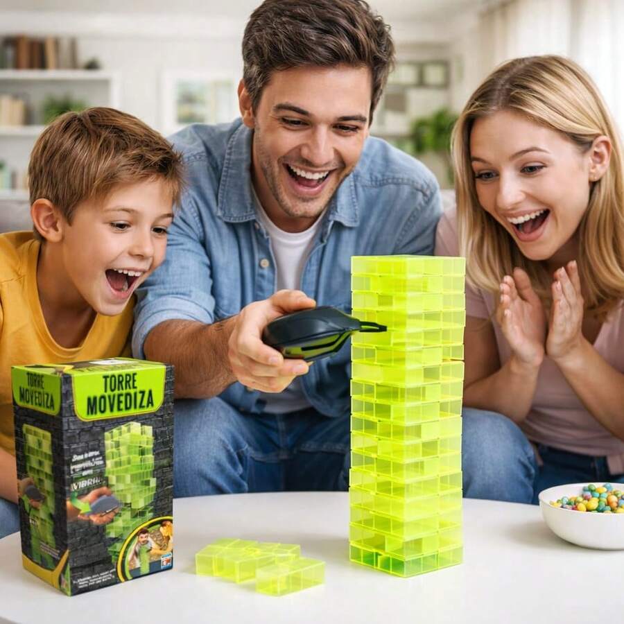 Juego Torre Movediza Vibratoria – Torre de Bloques Divertida para Amigos y Familia | Juego de Mesa Adictivo - Multicolor - Ver 1