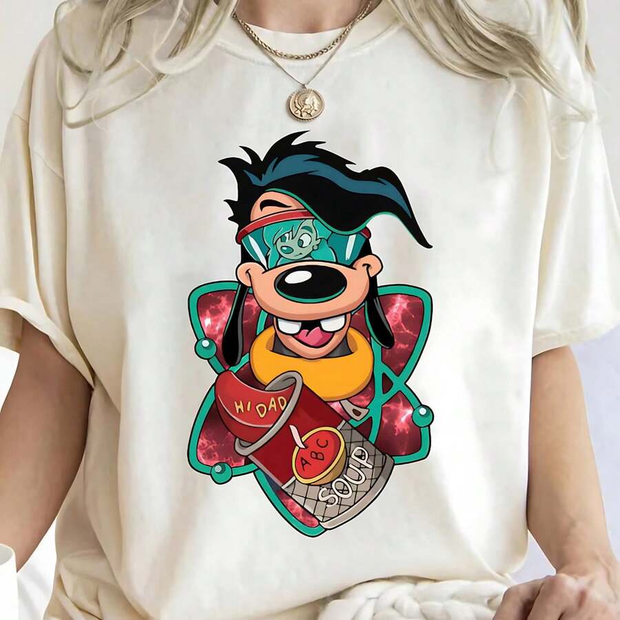 Retro 90s Max Goofs And Roxanne Hi Dad Soup Shirt, Disneyss A Goofys SMovie Shirt, DisneyssDisneyland Family Matching Shirt, Magic Kingdom Tee, - 白色 - 查看 1