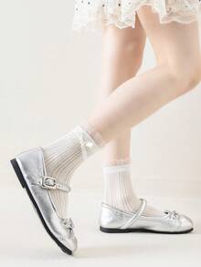 5双儿童春夏新款白色网眼透气蕾丝边船袜，适合女孩，用途广泛 - 彩色 - 查看 7