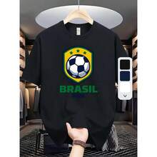 Brazilian Men's Football Shirt - 2026 Edition Summer Casual Brazil Football Shirt - màu đen - Xem 2