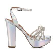 Holographic Silver Platform Sandal, Special Sizes 40 To 44, Rhinestones, Glitter, Elegant, Party, High Heel, Large Size - Bạc ba chiều - Xem 6