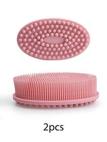 1pc Silicone Shower Cleaning Brush, Silicone Shampoo Shower Brush, Adult Double-Sided Exfoliating Brush, Massage Bath Brush, Bathroom Cleaning Tool, Storage Bag, Organizer, Holder, Hair Clips - Solid Color - View 12