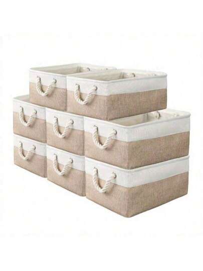 1/4pcs Decorative Storage Baskets, Bulk Storage Boxes, Handled Storage Containers For Clothes, Toys, Books, Miscellaneous, Bedroom, Living Room, Office, Dorm Accessories, Home Organization And Storage, Room Decor, Home Decor