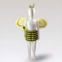 ✨ Disfraz Infantil de Abejita y Mariquita 4 Piezas  | Incluye Alas, Falda, Diadema y Varita | Ligero y Cómodo | Ideal para Festivales, Halloween, Presentaciones Escolares y Sesiones de Fotos | Diseño Colorido y Encantador ❤️ Material: Poliéster y tul sintético, estructura plástica ligera. - Amarillo - Ver 3