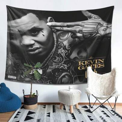 1PC Rapper Inspired Tapestry - A2 Size Soft Terry Cloth Fabric Vibrant Portrait Design For Reading Nooks Cozy Corners Camping & Gifts (No Electricity Needed) Gift Idea Unique Decor Piece Easy Hang Feature - Hip-Hop Fan Gift For Birthday Christmas Halloween Festival Valentine's Day Music Festival - No Electricity Needed Highquality Print Faderesistant Material