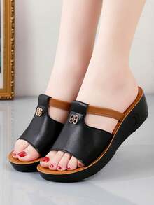 Giày sandal đế xuồng mùa hè mới cho nữ, dép đế xuồng cho nữ, sandal đế dày gót trung bình cho nữ, dép đế dày gót cao cho nữ, sandal cao gót cho nữ, dép thời trang cho nữ, dép đen cho nữ, sandal đen cho nữ, dép đế dày cho nữ, sandal đế xuồng cho nữ - đen - Xem 2