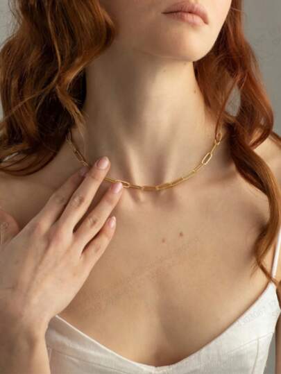 2pcs/Set Dainty Layered Initial Letter Necklaces For Women, 18K Gold Plated Paperclip Chain Necklace For Women Initial Letter Pendant Necklace