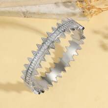 1pc White Fashion Rhinestone Bracelet, Adjustable Elegant Bangle, Luxury Jewelry Suitable For Wedding, Valentine's Day Gift, Daily Wear - Multicolor - View 9