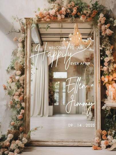 Nhãn dán gương trang trí đám cưới theo yêu cầu, phù hợp cho tiệc mừng em bé, tiệc tùng, sự kiện, biển chào mừng cá nhân hóa, nhãn dán vinyl gương cá nhân hóa, trang trí khu vực tiếp tân, sinh nhật, lễ tốt nghiệp và các dịp khác. Chúng có nhiều chức năng, có thể điều chỉnh, chống nấm mốc, giá trị trang trí cao, tự dính, dễ thương, thời trang, quyến rũ, nhiều màu sắc, có thể tùy chỉnh, độc đáo và cá nhân hóa. Chúng là món quà lý tưởng cho anh ấy/cô ấy, cũng phù hợp cho cô ấy/anh ấy, bạn trai/bạn gái, cha/mẹ, các thành viên trong gia đình, lễ tân gia và các dịp khác.
