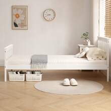 3ft Single Wooden Bed Frame In White - White - View 4