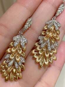 1 Đôi bông tai dáng dài đính đá Cubic Zirconia thanh lịch dành cho nữ, thích hợp làm quà tặng đám cưới, lễ đính hôn, kỷ niệm, tiệc tùng hoặc quà Valentine. - 1 # - Xem 2