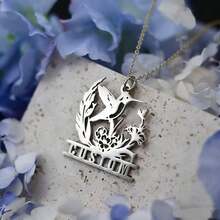 1PC Custom Chainless Keychain Custom Golden Hummingbird Flower Necklace Ladies Stainless Steel Nameplate Jewelry - Exquisite Birthday Gift - Multicolor - View 11