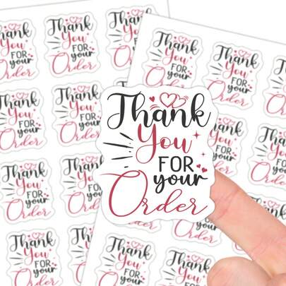 60pcs/5sheets Thank You For Your Order Stickers - Black & Pink Mixed Color Paper Gift Wrap Labels For Small Business Packaging, Envelope Sealing, Gift Box Seals, Boutique Packing Bags, Handmade Baking Packaging & Party Favors