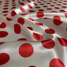 Polka Dot Print Satin Fabric In Various Colors, 1.40m, For Costumes And Parties. - White Ball Red - View 5