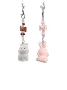 1/2/3pcs Plush Resin Candy Rabbit Keychain, Handmade Beaded DIY Pendant, Cute Decoration For Bags And Packaging, Available In Multiple Colors, Perfect Gift For Girls And Easter, Christmas, Mother's Day Parties - Multicolor - View 8