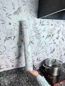 1卷小燕蝴蝶图案可移除壁纸,昆虫感应防水壁纸,适用于客厅、厨房、卧室、宿舍、家具装饰,秋季美学风格,易于安装DIY壁纸,45厘米*100厘米/300厘米/500厘米 - A - 查看 3