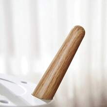 7L White Trash Can With Bamboo Legs And Click-On Lid | Modern For Bathroom And Kitchen - trắng - Xem 3