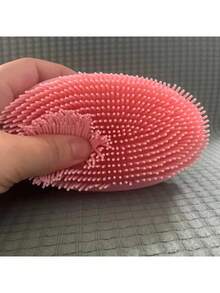 1pc Silicone Shower Cleaning Brush, Silicone Shampoo Shower Brush, Adult Double-Sided Exfoliating Brush, Massage Bath Brush, Bathroom Cleaning Tool, Storage Bag, Organizer, Holder, Hair Clips - Solid Color - View 7
