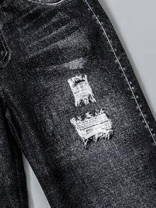 4-7岁男童休闲街头风印花上衣+印花针织裤套装，适合街拍和日常穿着，春夏款 - 黃色 - 查看 7