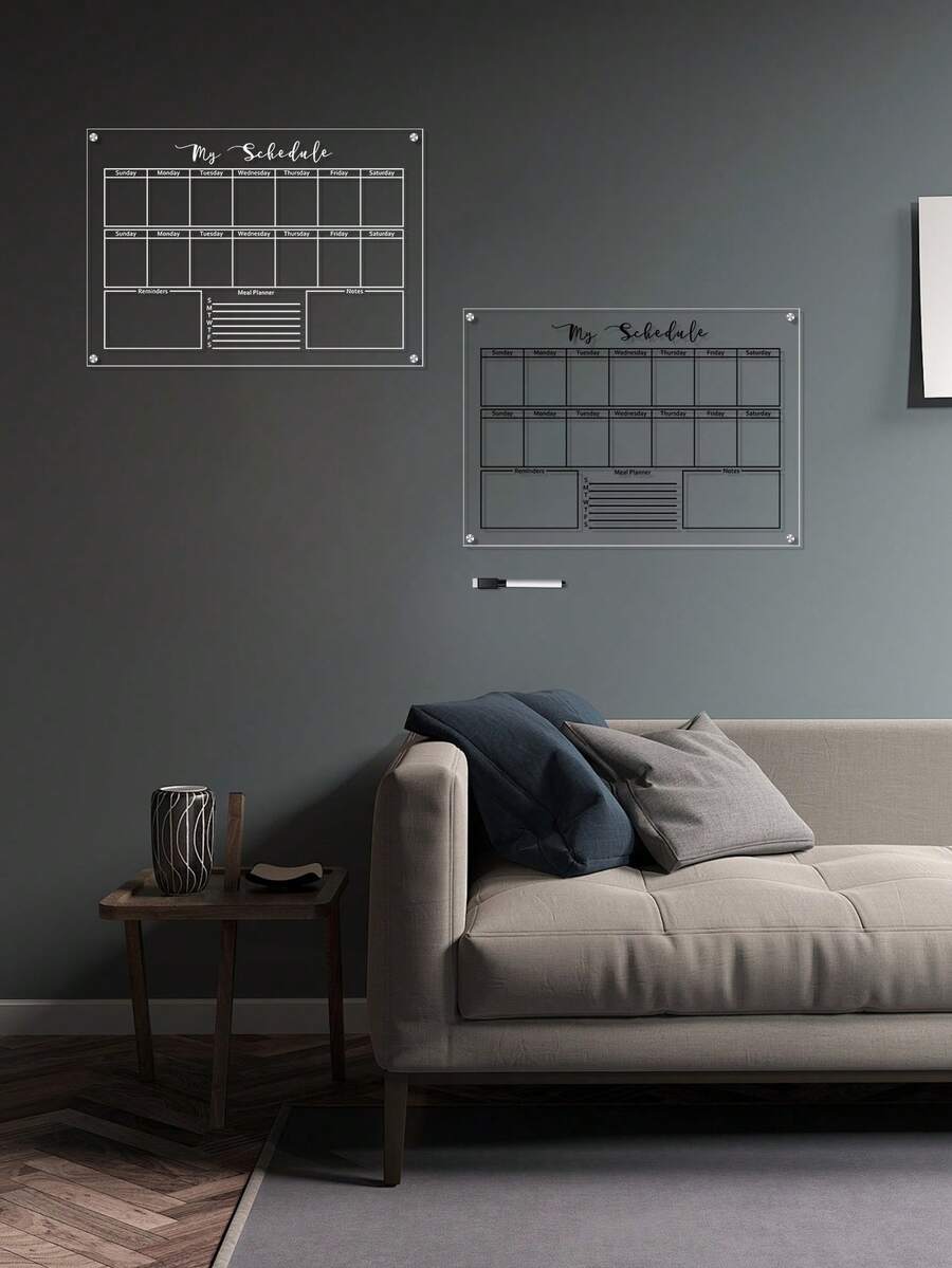 1 Bộ Bảng Lịch Tuần Viết Xóa Khô, Bảng Acrylic Trong Suốt Để Treo Tường - nhiều màu - Xem 1