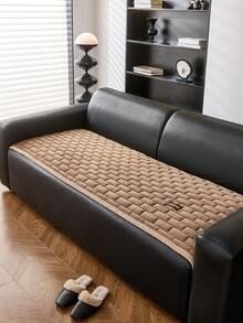 1pc Modern Minimalist Plush Sofa Cover, Fashionable Geometric Pattern Design Sofa Slipcover, Anti-Slip, Anti-Scratch, Dust-Proof, Dirt-Resistant, Pet-Friendly Sofa Pad, Suitable For 1, 2, 3, 4 Seater And L-Shaped Sofa, Applicable For All Seasons, Machine/Hand/Dry Washable, Holiday Decor - Brown - View 7