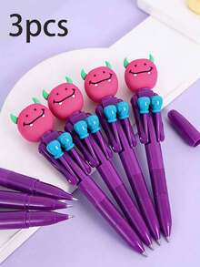 1pc/3pcs/6pcs Creative Stress-Relief Monster Bouncing Gel Pen 0.5mm Black Ink Gel Pen Fun Office Pen Student Pen Office/School Supplies - Boxing Style - View 6