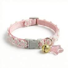 1/2 Adjustable Pet Collar With Star Decor Bell, Suitable For Cats And Small Dogs, Floral Decoration - Multicolor - View 8