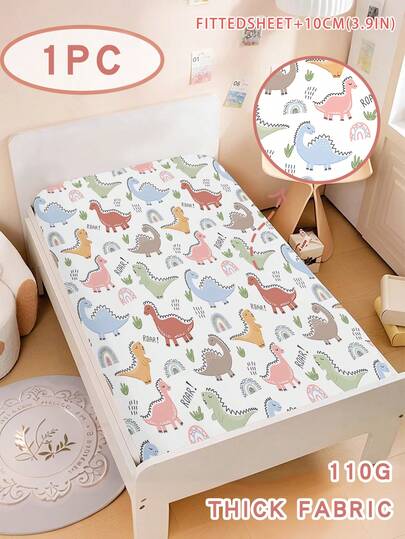 1 st lekfullt pastellfärgat dinosaurietryckt överlakan, sött tecknat sängkläder för dinosaurieälskande barn, perfekt för sovrum och lekrumsinredning för barn, tonåringar, vuxna, pojkar och flickor, sovrum