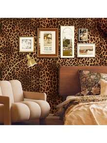 1卷豹纹自粘壁纸，PVC材质，适用于卧室、客厅、浴室、防溅板、家居装饰、厨房、书桌、家具翻新、口罩等，可移除，尺寸：45厘米 x 100厘米/300厘米/500厘米 - 棕色 - 查看 14