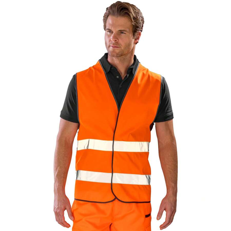 Result Unisex Adult High-Vis Reflective Vest (Fluorescent Orange) - 100% Polyester - 120gsm - (BC4712) - Orange - View 1