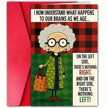 1Pc Fun Elderly Birthday Card, Dedicated To Grandma Or Grandpa, Humorous Joke About The Elderly Brain, Perfect Birthday Or Retirement Gift Celebration - View 2