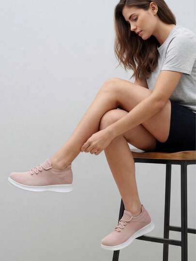 Women's Purple Low-Top Lace-Up Casual Sneakers, Air Cushion Shock Absorbing, Running, Dancing, Lightweight Breathable