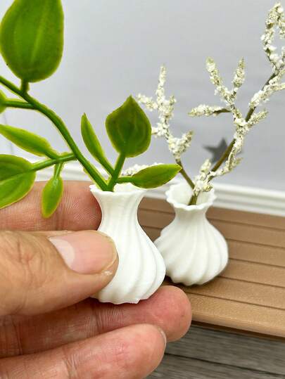 2 piezas Jarrón mini de plástico (plantas no incluidas), jarrón de flores hueco, decoración de jardín de hadas, accesorio de muebles de casa de muñecas