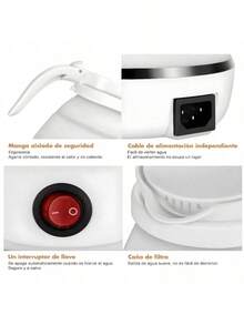 Hervidor Tetera Eléctrica Portatil Viaje Plegable Silicona Tipo Cafetera Estilo Jarra De Grado Alimenticio Calentador 6 Minutos Agua Caliente Rapida Ahorra Espacio Liviana Ligera Moderna Ideal Para Cualquier Lugar Casa Oficina Escuela Vacaciones W4100 Blanco - Blanco claro - Ver 6