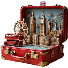 Capture Your London Memories: Retro Suitcase Shaped Fridge Magnet With Miniature City Skyline Featuring Iconic Landmarks - A - View 8