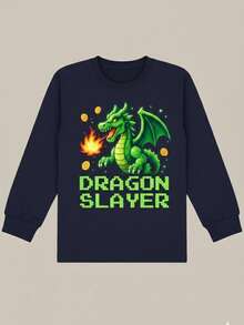 Set Of 4 Long-Sleeved Boys' T-Shirts With Fun Prints - School T-Shirts For Spring, Summer, And Autumn - 彩色 - 查看 10