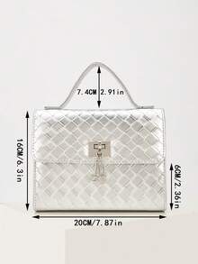 REMANLAND 时尚亮面鳄鱼纹手提包，奢华女士新款派对手拿包，精致长款晚宴包，配金属吊坠，适合搭配华丽的派对礼服，是夏季派对、聚会、盛会、婚礼的理想之选。 - 銀色 - 查看 4